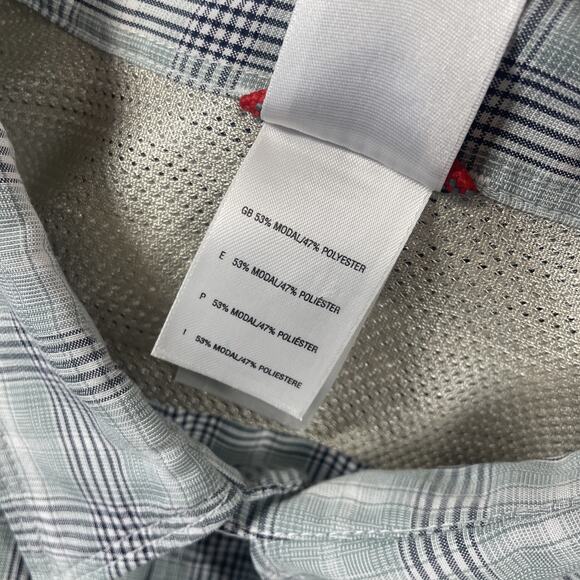 North Face Shirt Mens Large Button Up Vented Mesh Plaid Outdoors Short Sleeve - Picture 7 of 14